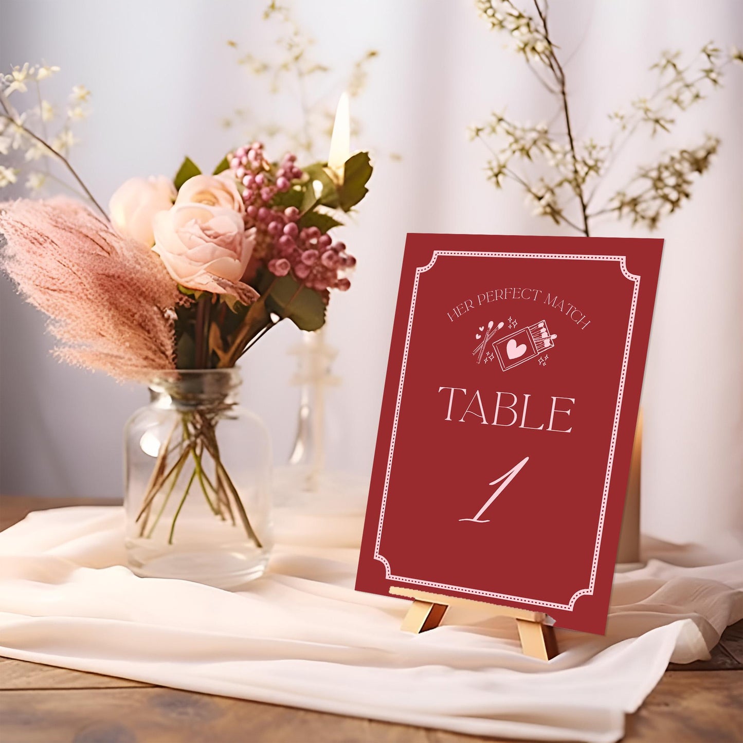 Perfect Match Table Number Cards Template, Match Made In Heaven Bridal Shower, Matchbox Theme Lingerie Party WP1084