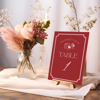 Perfect Match Table Number Cards Template, Match Made In Heaven Bridal Shower, Matchbox Theme Lingerie Party WP1084