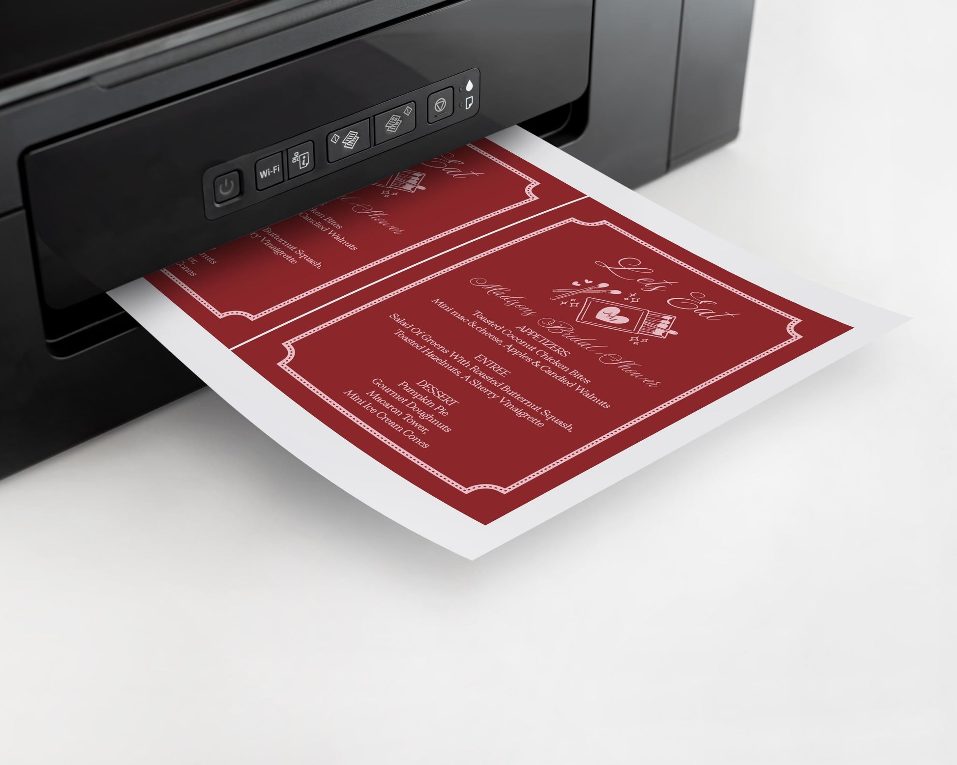 Perfect Match Menu Template, Match Made In Heaven Bridal Shower, Matchbox Theme Lingerie Shower WP1084