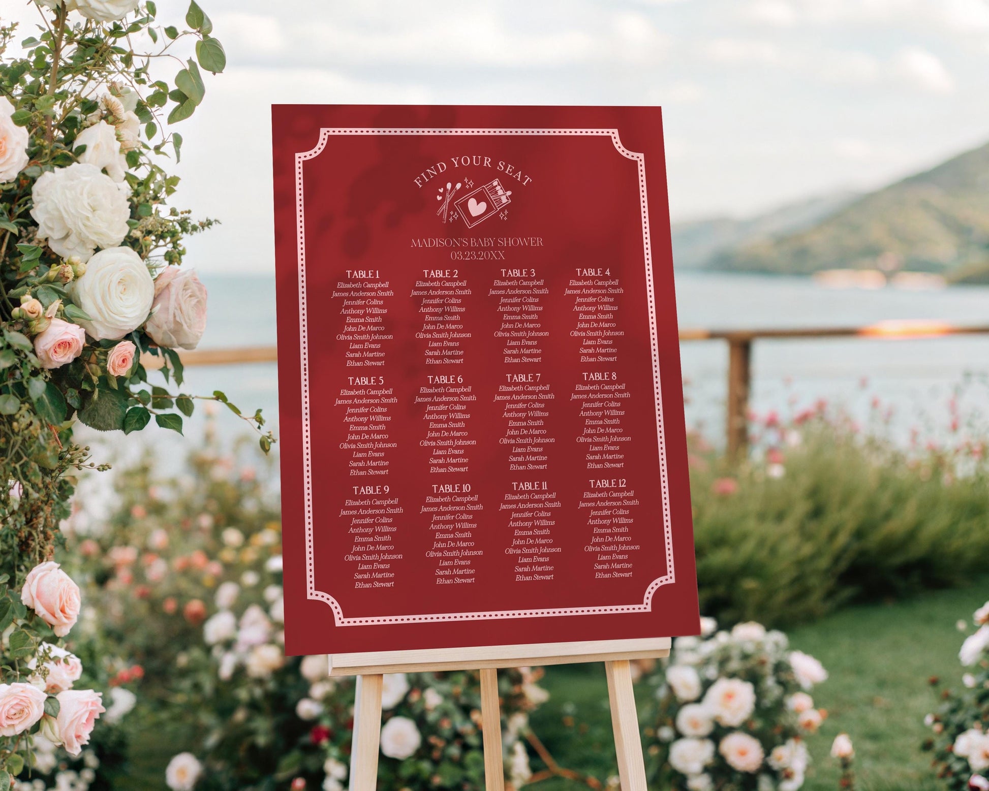 Perfect Match Seating Chart Cards Template, Match Made In Heaven Bridal Shower, Matchbox Theme Lingerie Shower WP1084