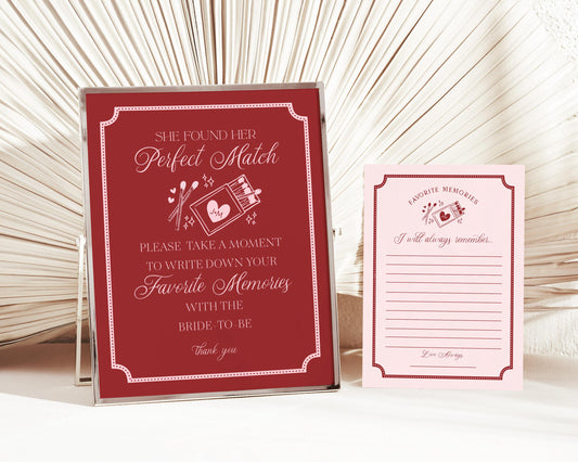Perfect Match Favorite Memories with the Bride Template, Match Made In Heaven Bridal Shower, Matchbox Theme Bachelorette Party WP1084