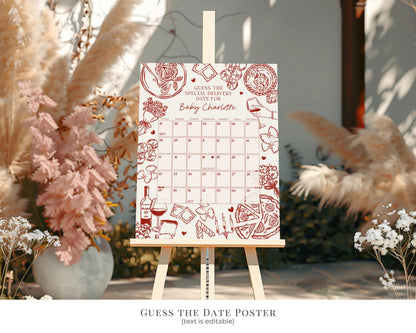 Red Pasta Baby Shower Printable Bundle, Special Delivery Ciao Baby Sprinkle, Italian Pasta and Pacifiers WP1085