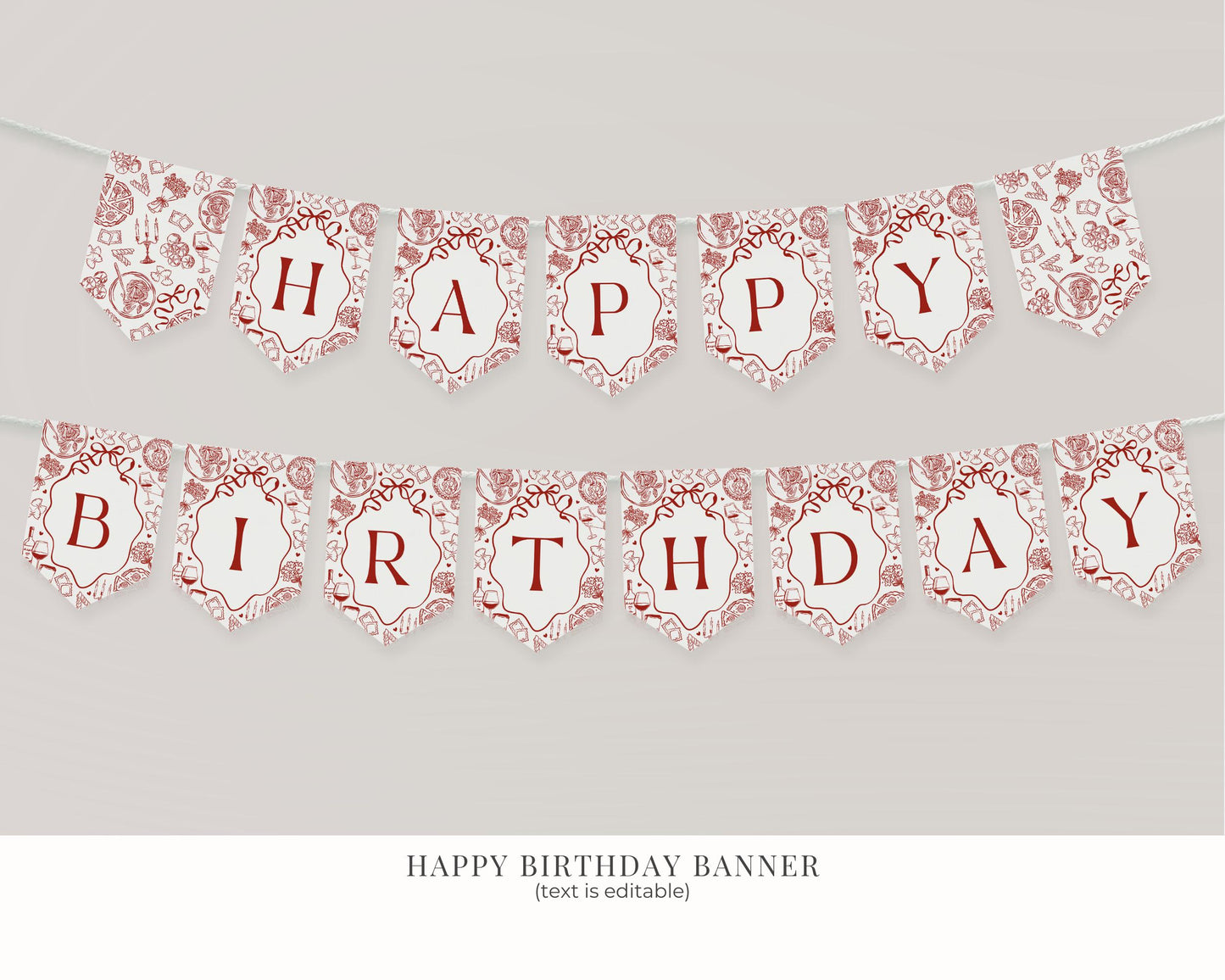 Red Pasta Birthday Bundle Printable Template, Holy Cannoli Birthday Party, Italian Theme Dinner Party Decor WP1085