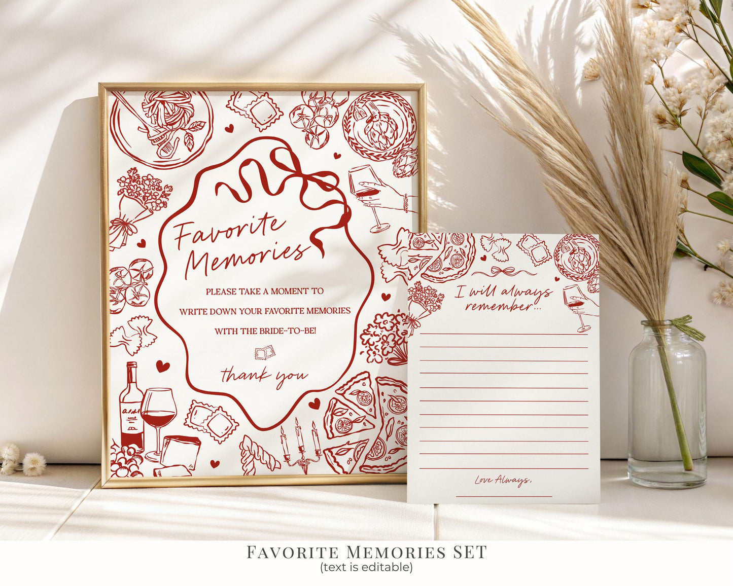 Red Pasta Birthday Bundle Printable Template, Holy Cannoli Birthday Party, Italian Theme Dinner Party Decor WP1085