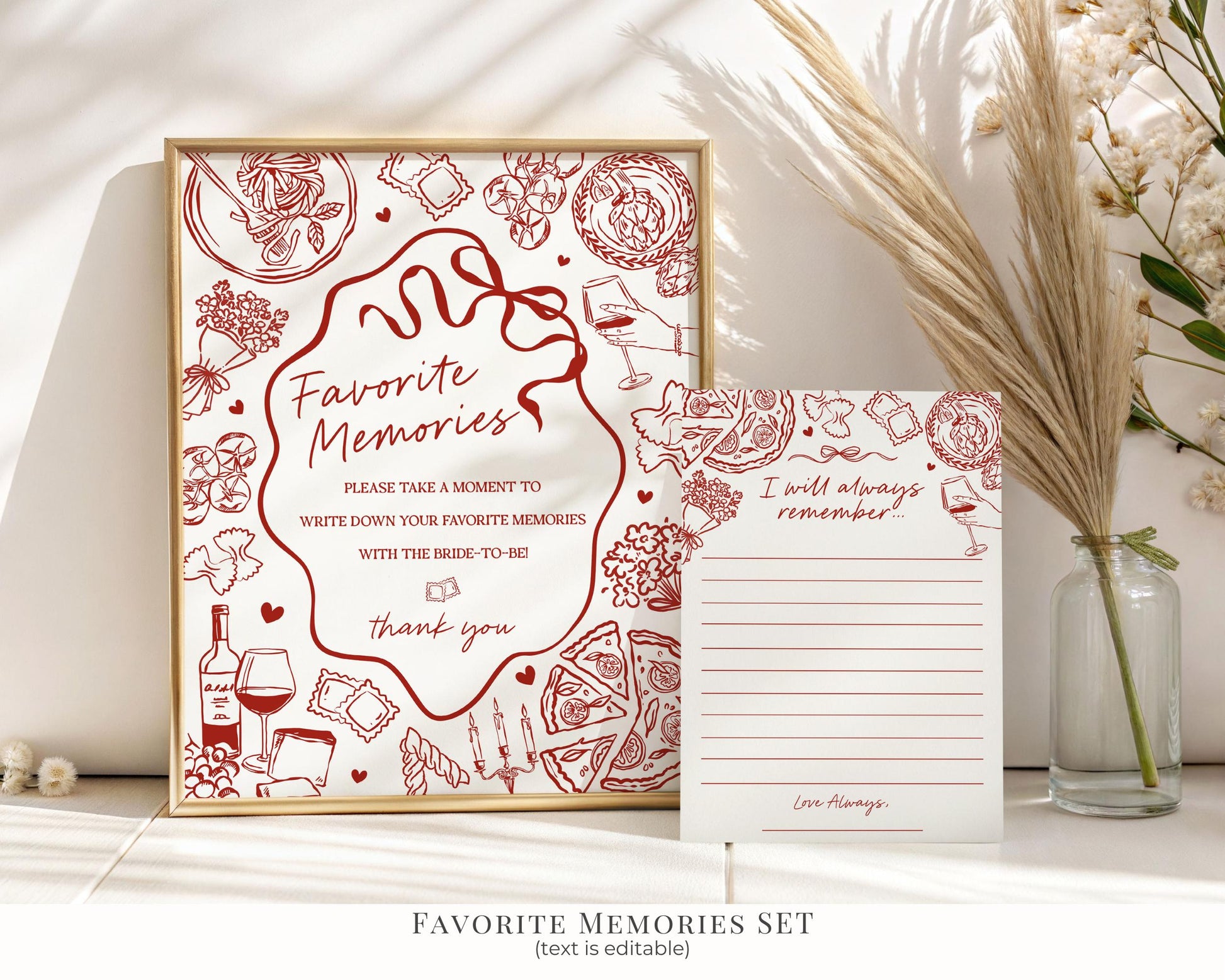 Red Pasta Birthday Bundle Printable Template, Holy Cannoli Birthday Party, Italian Theme Dinner Party Decor WP1085