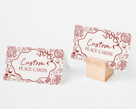 Red Pasta Place Cards Printable Template, Special Delivery Baby Shower, That’s Amore Bridal Shower, Italian Theme Birthday Party WP1085