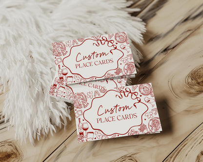 Red Pasta Place Cards Printable Template, Special Delivery Baby Shower, That’s Amore Bridal Shower, Italian Theme Birthday Party WP1085