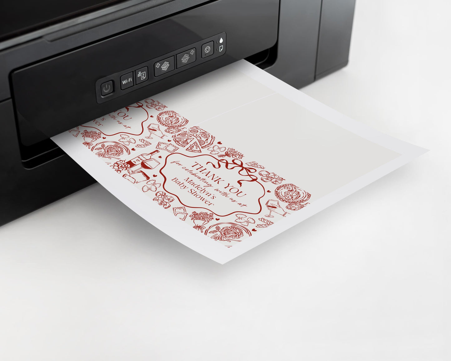 Red Pasta Thank You Card Printable Template, Special Delivery Baby Shower, That’s Amore Bridal Shower, Italian Theme Birthday Party WP1085