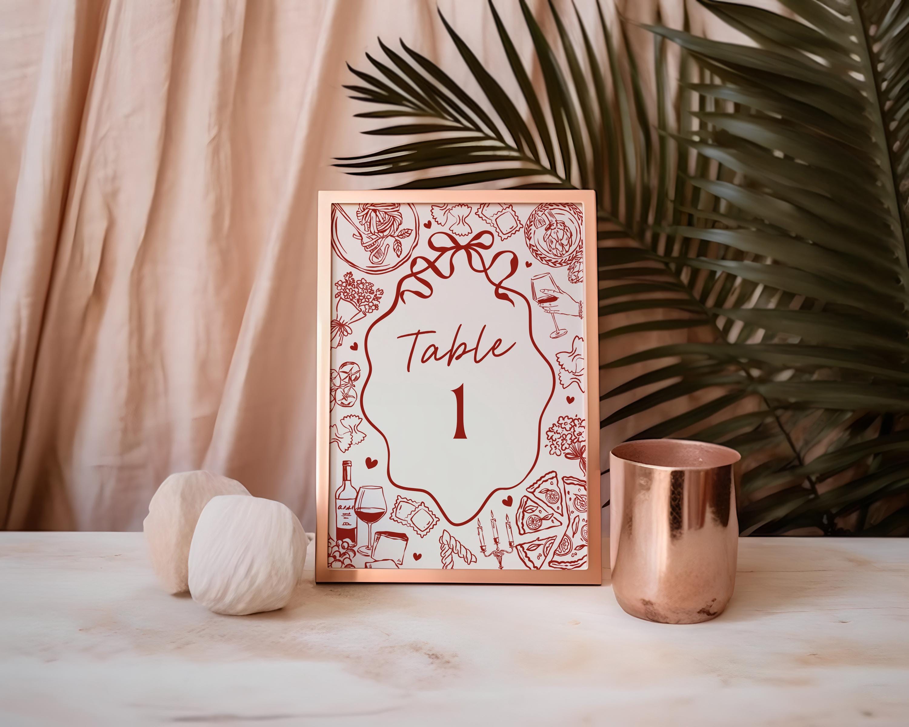 Red Pasta Table Numbers Printable Template, Special Delivery Baby Shower, That’s Amore Bridal Shower, Italian Theme Birthday Party WP1085