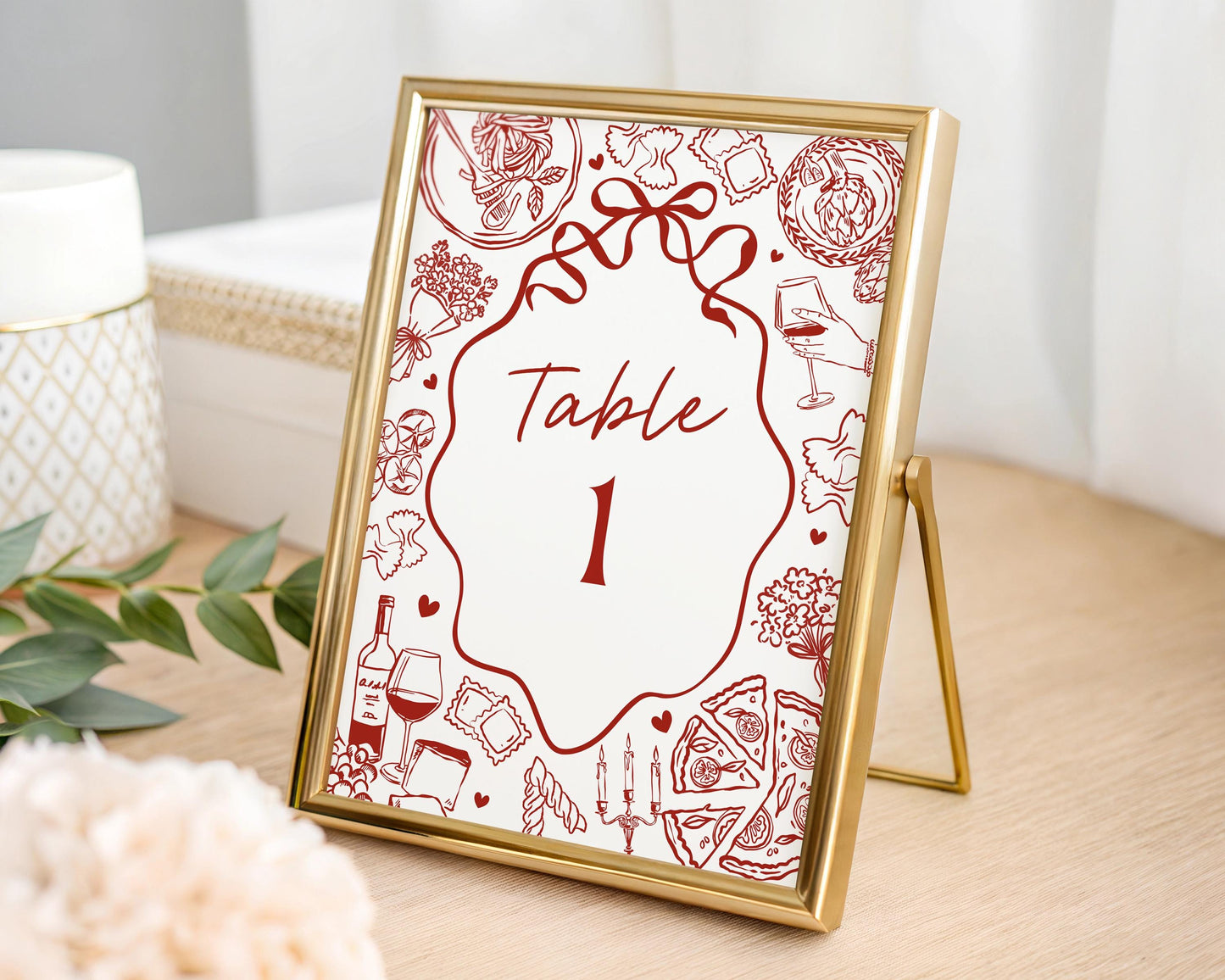 Red Pasta Table Numbers Printable Template, Special Delivery Baby Shower, That’s Amore Bridal Shower, Italian Theme Birthday Party WP1085