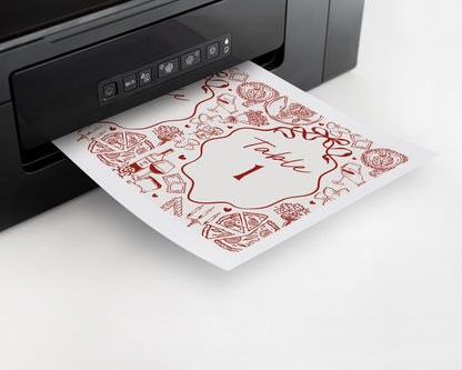 Red Pasta Table Numbers Printable Template, Special Delivery Baby Shower, That’s Amore Bridal Shower, Italian Theme Birthday Party WP1085