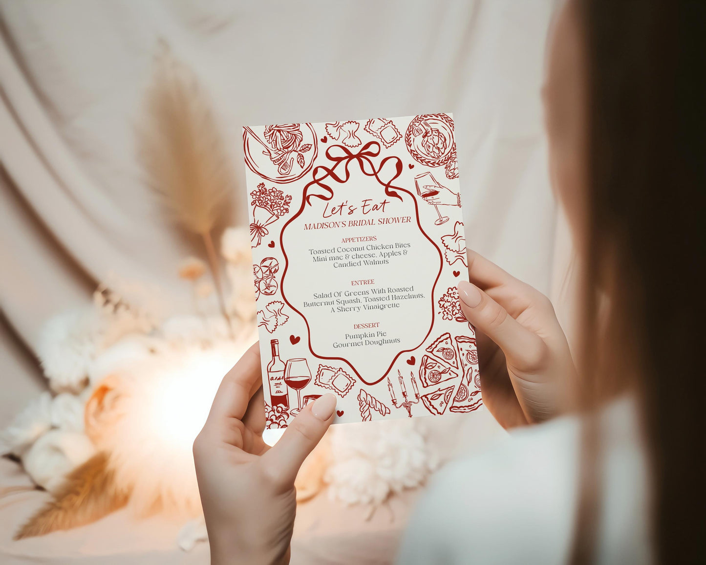 Red Pasta Printable Menu Template, Special Delivery Baby Shower, That’s Amore Bridal Shower, Italian Theme Birthday Party WP1085