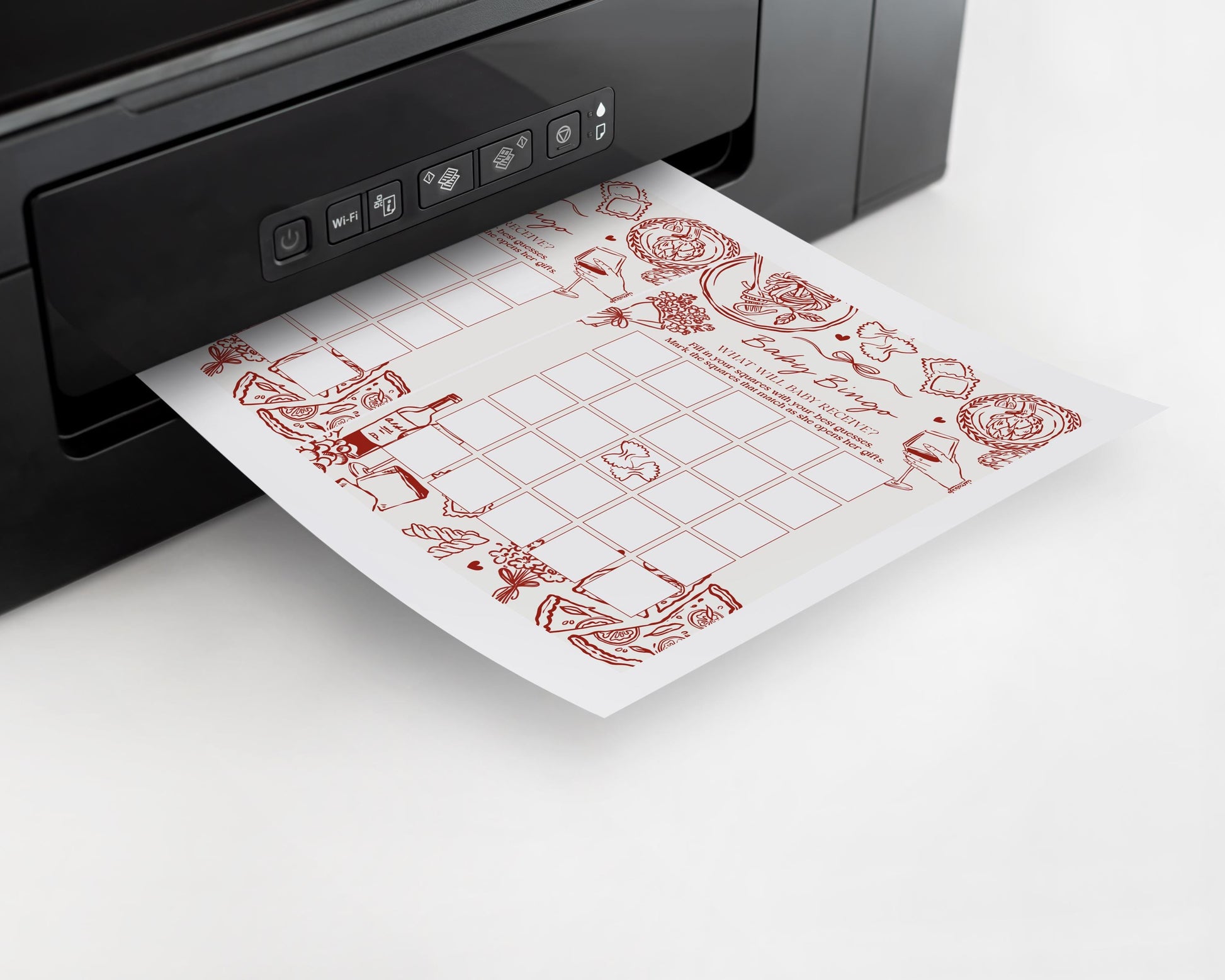 Red Pasta Baby Shower Games Set Printable Template, Special Delivery Ciao Baby Sprinkle, Italian Pasta and Pacifiers WP1085