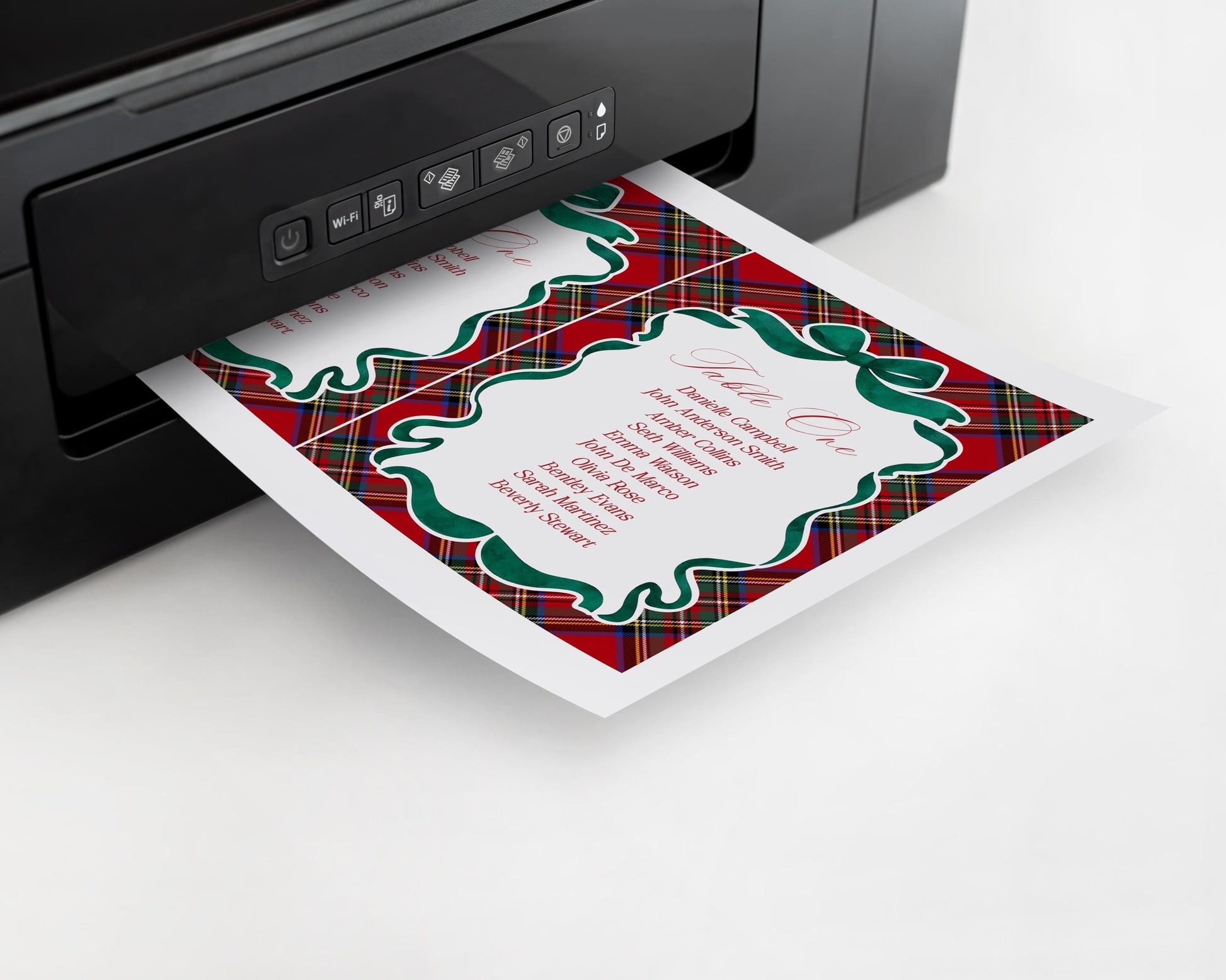 Red Tartan Plaid Christmas Bear Seating Chart Cards Template, We Can Bearly Wait Christmas Baby Shower, December Beary 1st Birthday WP1082