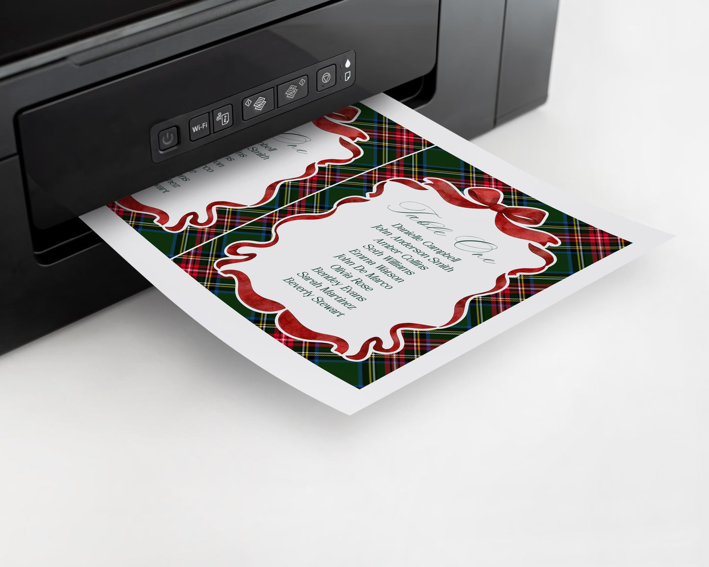 Green Tartan Plaid Christmas Bear Seating Chart Cards Template, We Can Bearly Wait Christmas Baby Shower, December Beary 1st Birthday WP1083