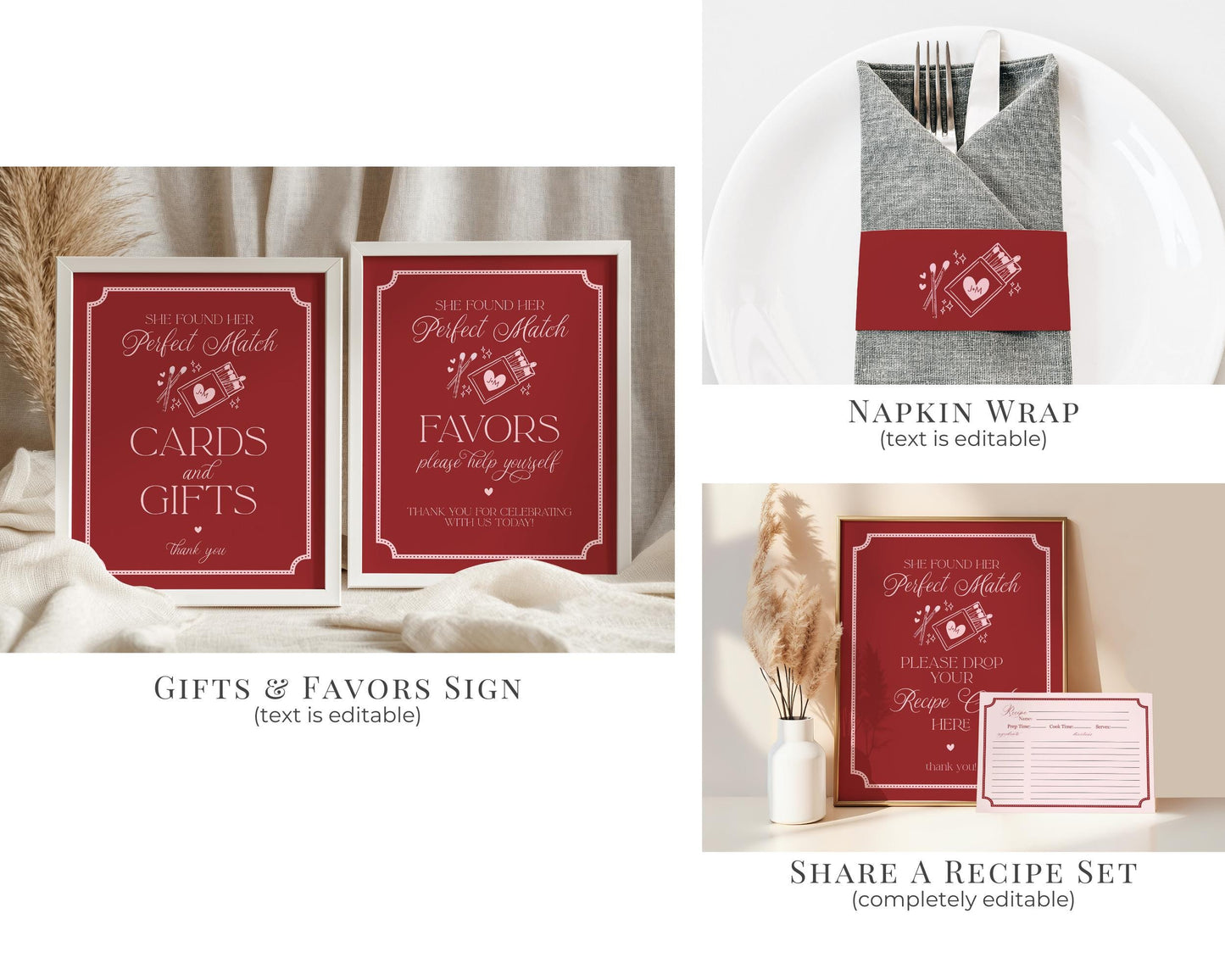 Perfect Match Bridal Shower Bundle Printable Template, Match Made In Heaven Lingerie Shower, Matchbox Theme Bachelorette Party WP1084