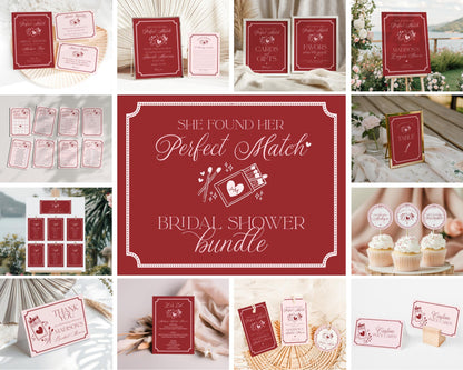 Perfect Match Bridal Shower Bundle Printable Template, Match Made In Heaven Lingerie Shower, Matchbox Theme Bachelorette Party WP1084