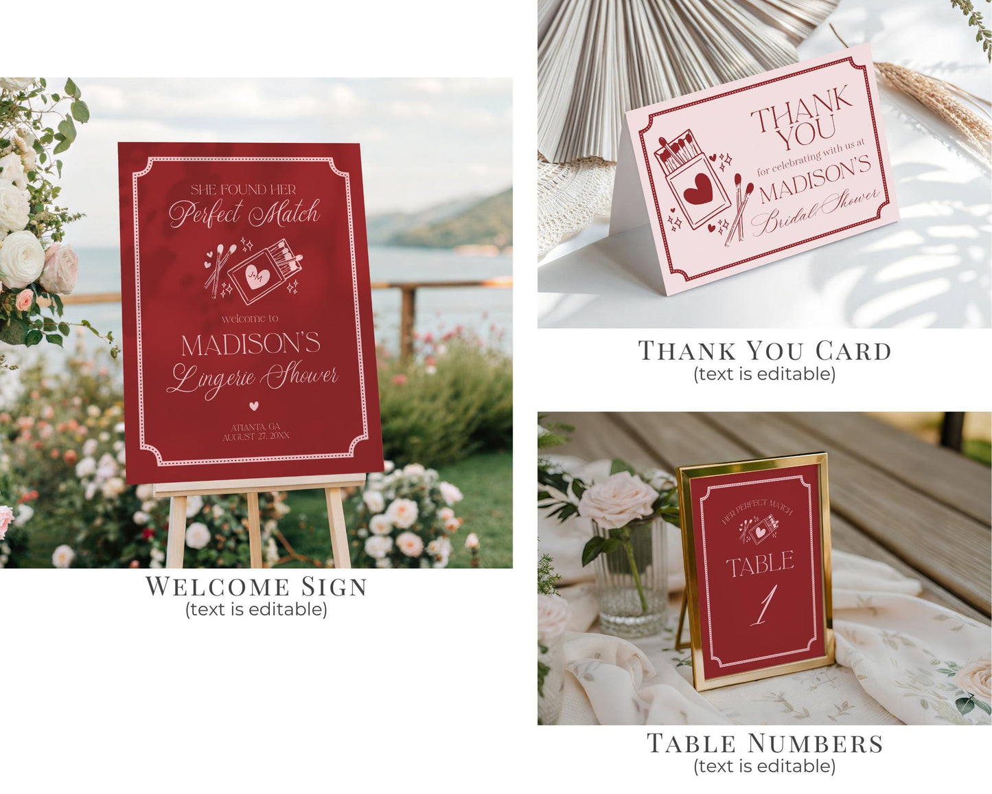 Perfect Match Lingerie Shower Bundle Printable Template, Match Made In Heaven Bridal Shower, Matchbox Theme Bachelorette Party WP1084