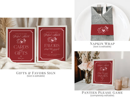 Perfect Match Lingerie Shower Bundle Printable Template, Match Made In Heaven Bridal Shower, Matchbox Theme Bachelorette Party WP1084
