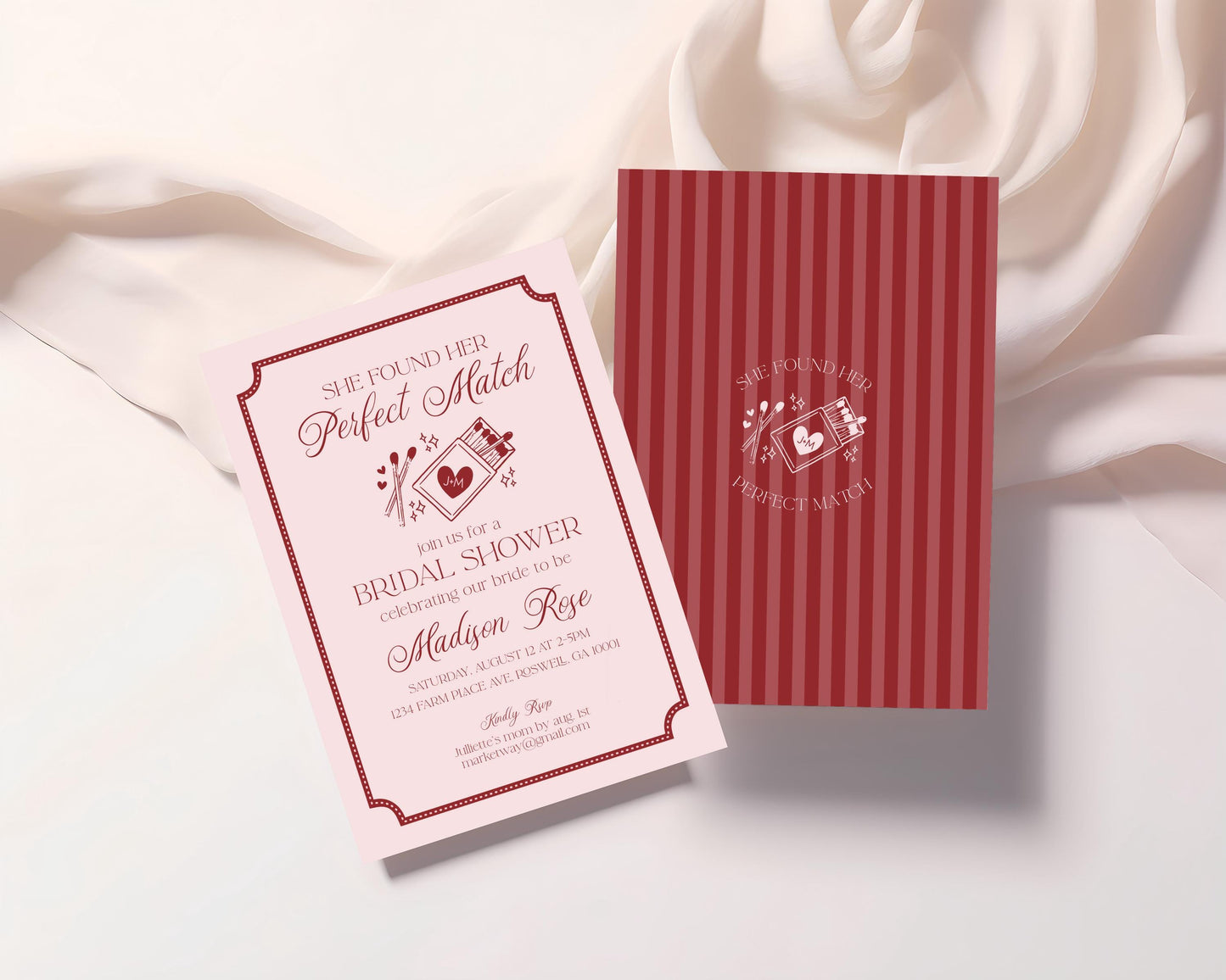 Perfect Match Bridal Shower Invitation Printable Template, Match Made In Heaven Lingerie Shower, Matchbox Theme Bachelorette Party WP1084