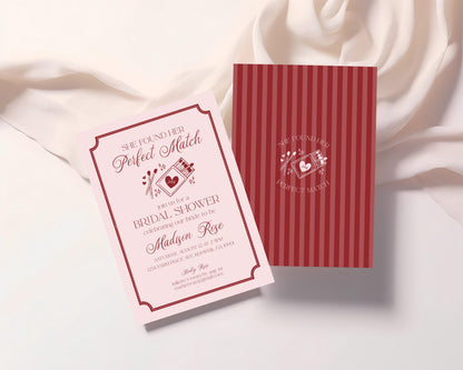 Perfect Match Bridal Shower Invitation Printable Template, Match Made In Heaven Lingerie Shower, Matchbox Theme Bachelorette Party WP1084