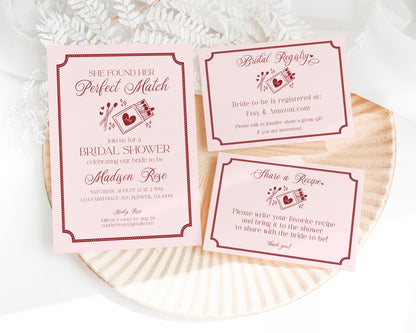 Perfect Match Bridal Shower Invitation Printable Template, Match Made In Heaven Lingerie Shower, Matchbox Theme Bachelorette Party WP1084