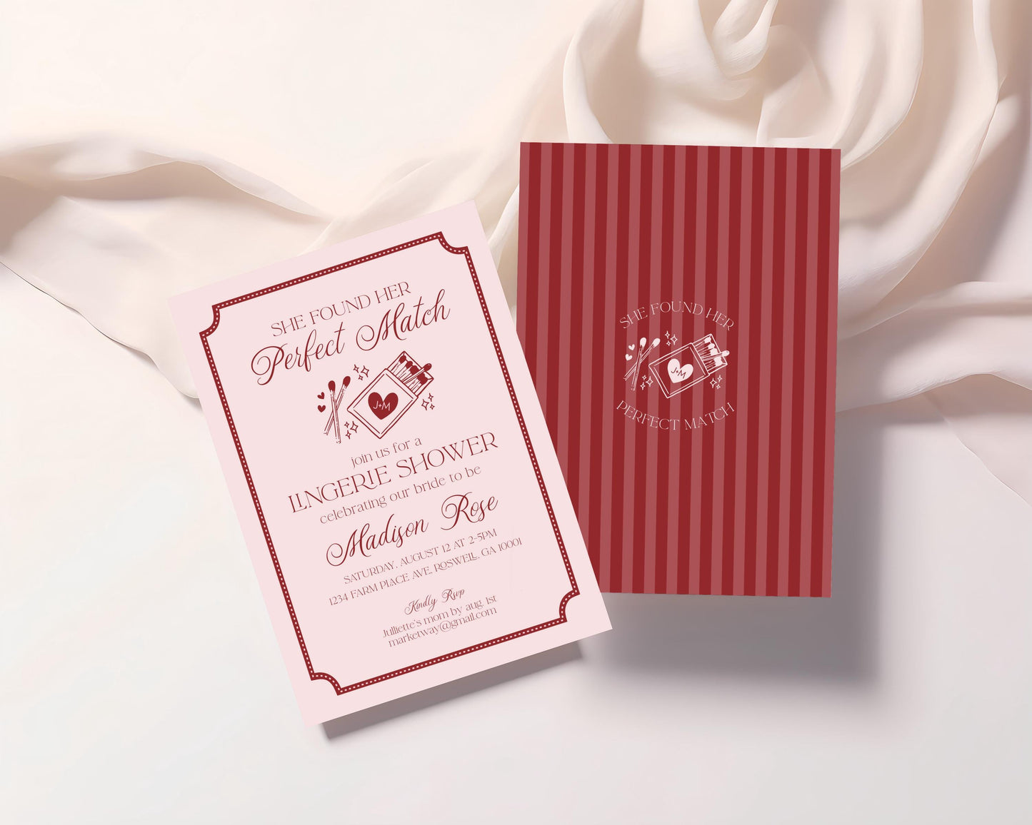 Perfect Match Lingerie Shower Invitation Printable Template, Match Made In Heaven Bridal Shower, Matchbox Theme Bachelorette Party WP1084