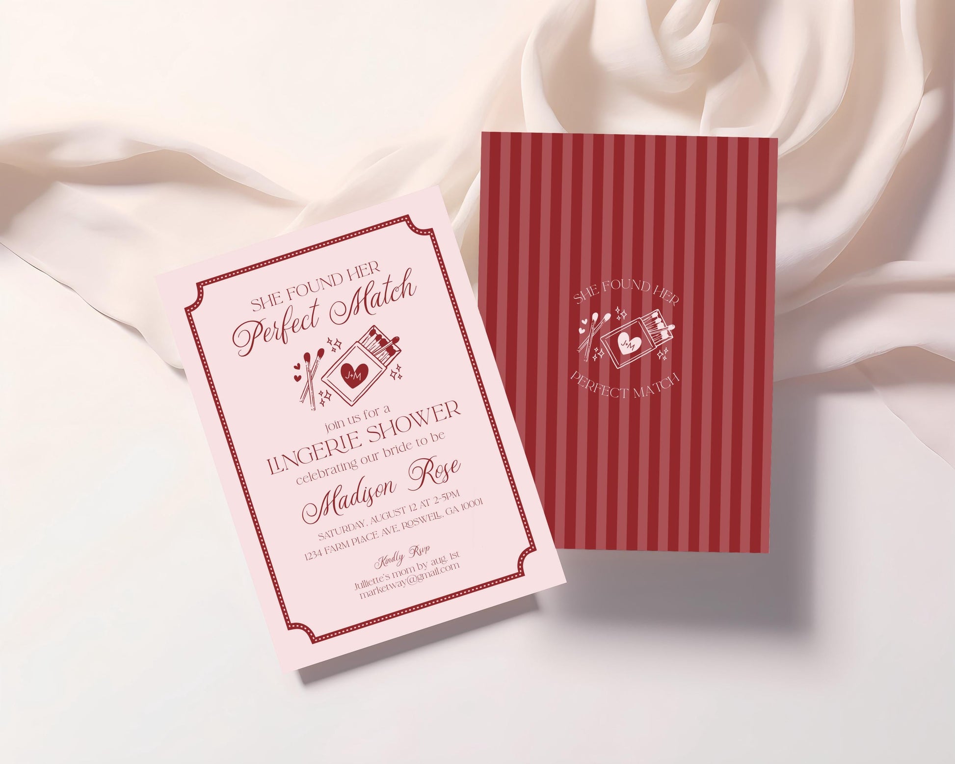 Perfect Match Lingerie Shower Invitation Printable Template, Match Made In Heaven Bridal Shower, Matchbox Theme Bachelorette Party WP1084