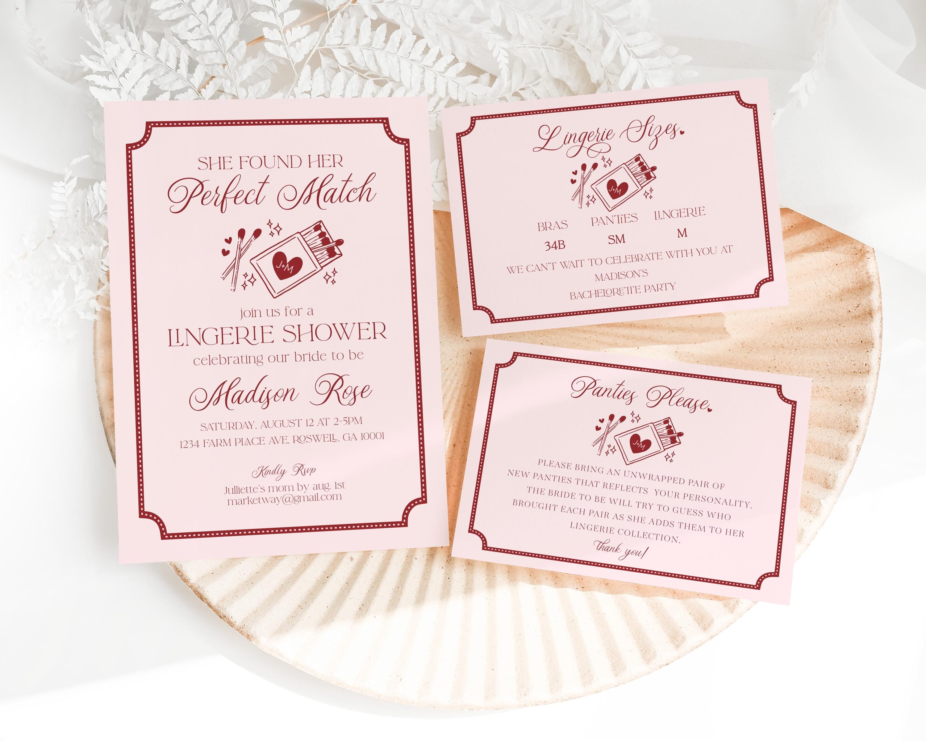 Perfect Match Lingerie Shower Invitation Printable Template, Match Made In Heaven Bridal Shower, Matchbox Theme Bachelorette Party WP1084