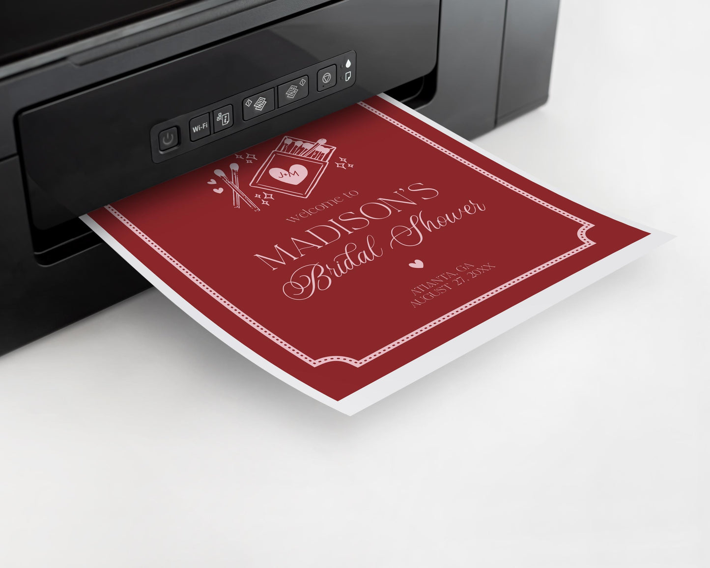 Perfect Match Bridal Shower Welcome Sign Printable Template, Match Made In Heaven Lingerie Shower, Matchbox Theme Bachelorette Party WP1084