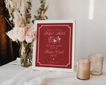 Perfect Match Recipe Card Bridal Shower Template, Match Made In Heaven Bridal Shower, Matchbox Theme Bridal Brunch WP1084