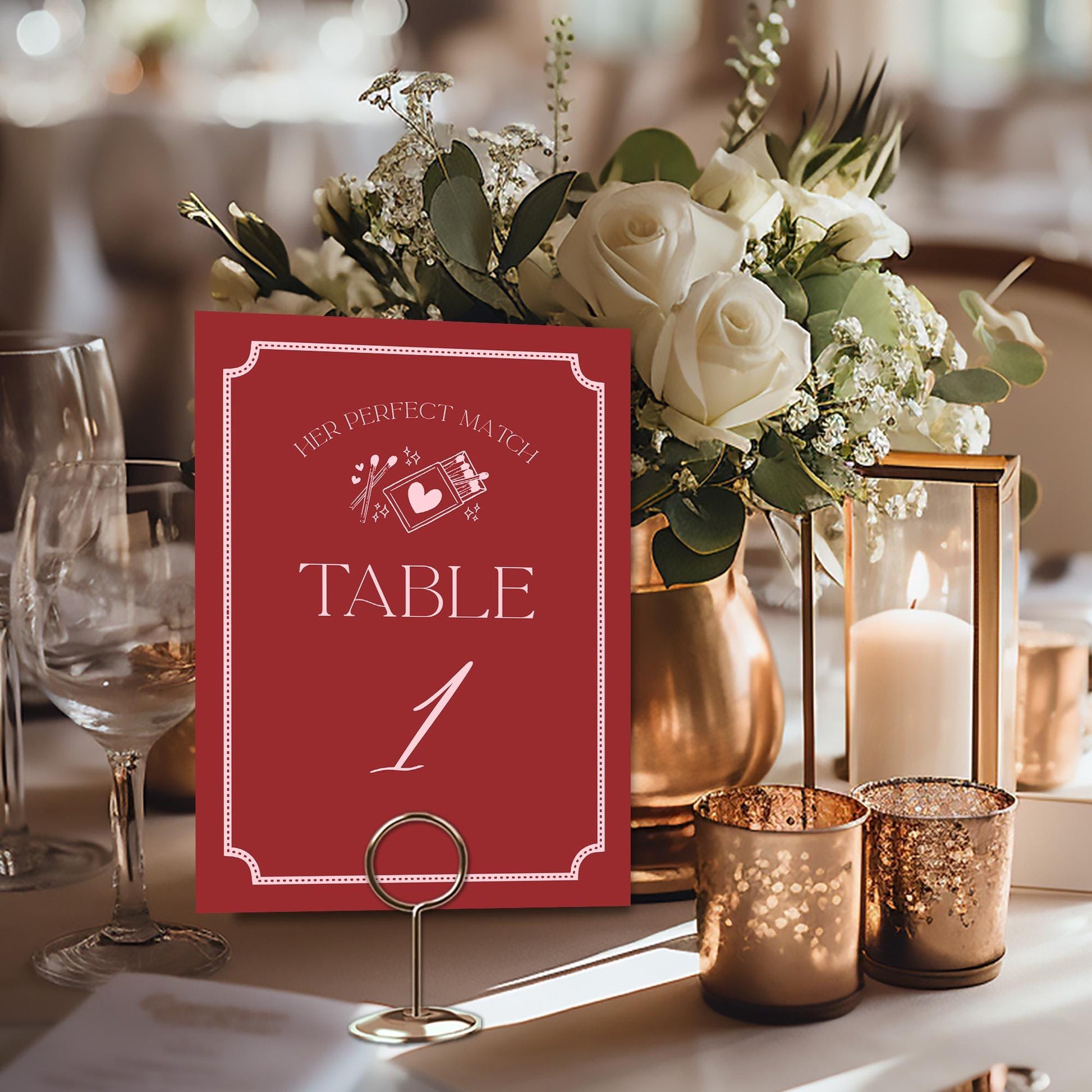 Perfect Match Table Number Cards Template, Match Made In Heaven Bridal Shower, Matchbox Theme Lingerie Party WP1084