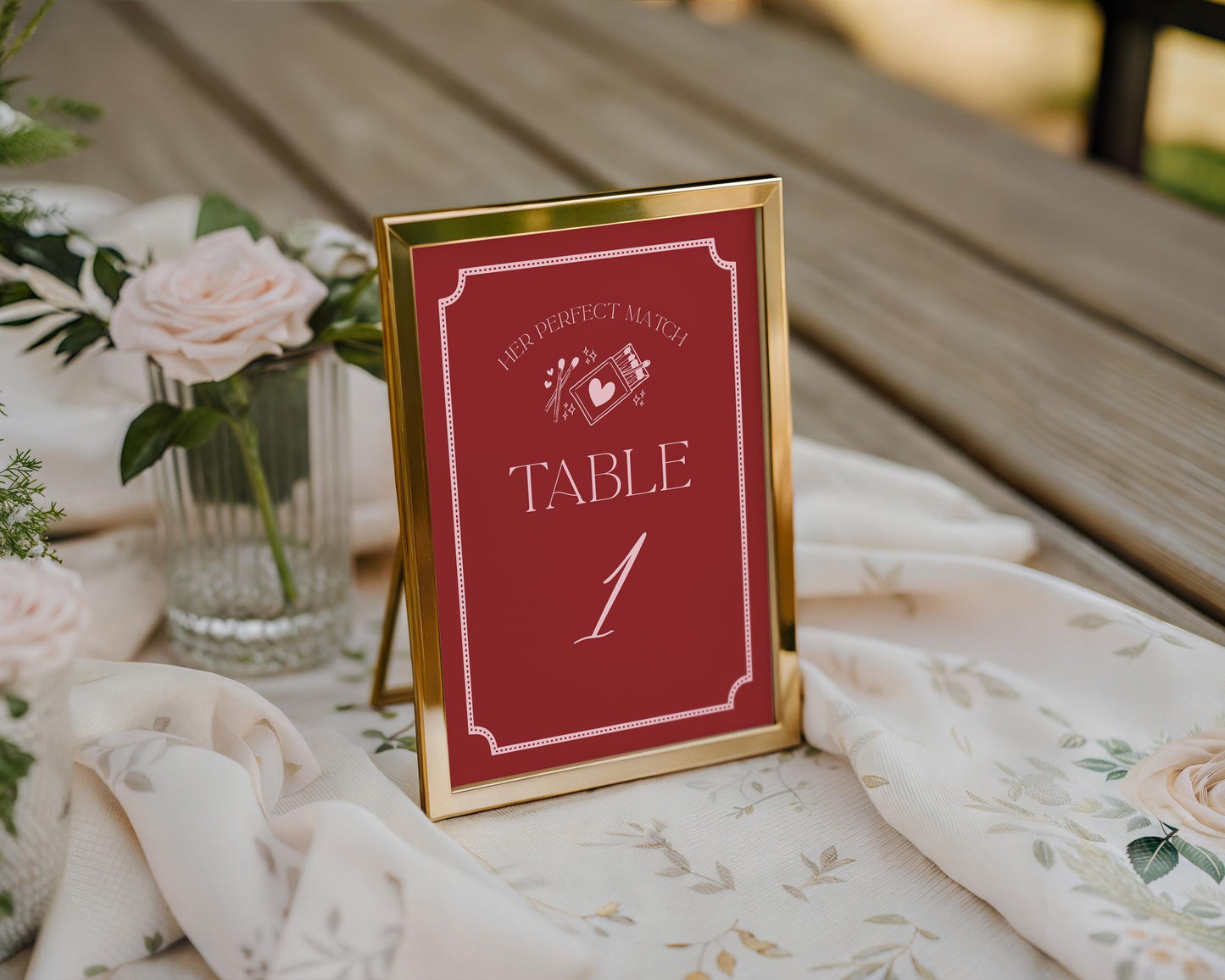Perfect Match Table Number Cards Template, Match Made In Heaven Bridal Shower, Matchbox Theme Lingerie Party WP1084