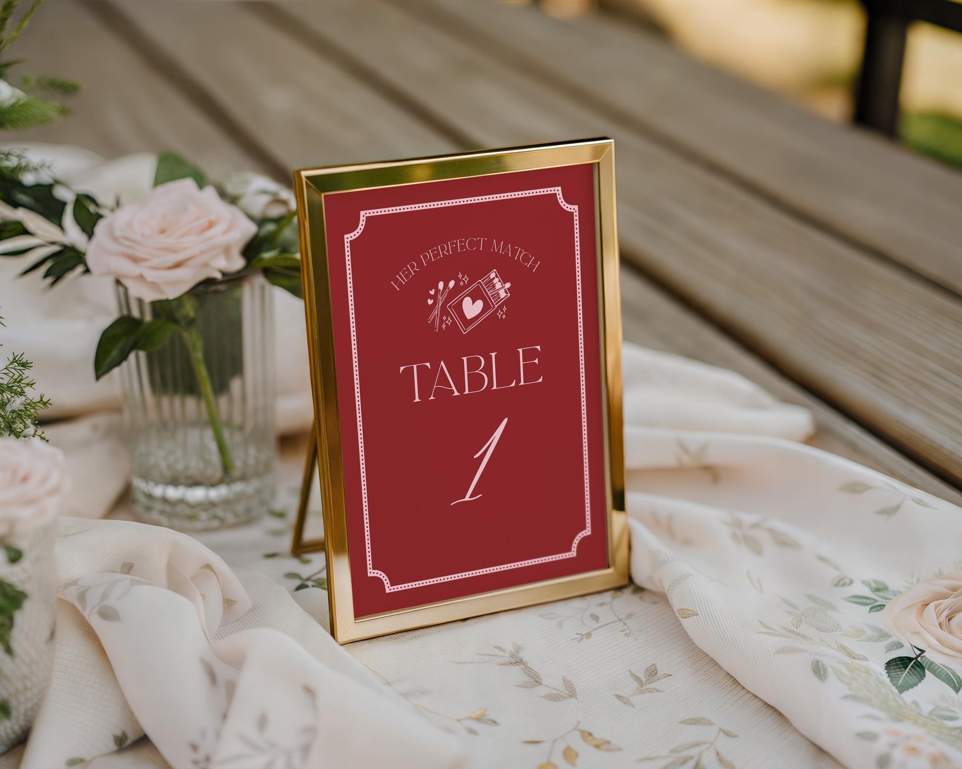Perfect Match Table Number Cards Template, Match Made In Heaven Bridal Shower, Matchbox Theme Lingerie Party WP1084