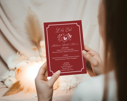 Perfect Match Menu Template, Match Made In Heaven Bridal Shower, Matchbox Theme Lingerie Shower WP1084