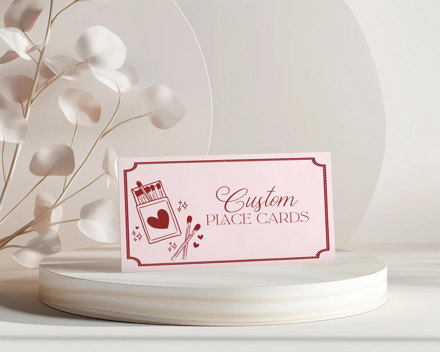 Perfect Match Place Cards Template, Match Made In Heaven Bridal Shower, Matchbox Theme Lingerie Shower, Red & Pink Bachelorette Party WP1084