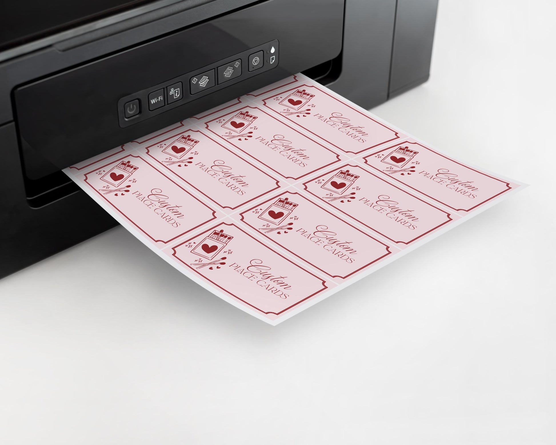 Perfect Match Place Cards Template, Match Made In Heaven Bridal Shower, Matchbox Theme Lingerie Shower, Red & Pink Bachelorette Party WP1084