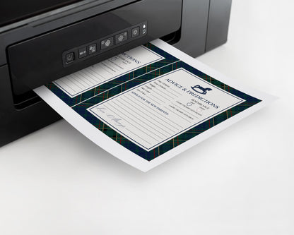 Classic Rocking Horse Advice for Baby Cards Template, Blue Tartan Plaid Baby Sprinkle, Old Money Style Brunch with Mom to Be WP1087