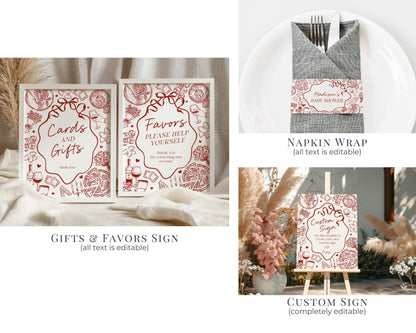 Red Pasta Baby Shower Printable Bundle, Special Delivery Ciao Baby Sprinkle, Italian Pasta and Pacifiers WP1085