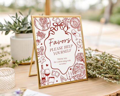 Red Pasta Cards & Gifts and Favors Sign Template, Special Delivery Baby Shower, That’s Amore Bridal Brunch, Italian Birthday Party WP1085