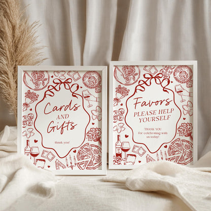 Red Pasta Cards & Gifts and Favors Sign Template, Special Delivery Baby Shower, That’s Amore Bridal Brunch, Italian Birthday Party WP1085