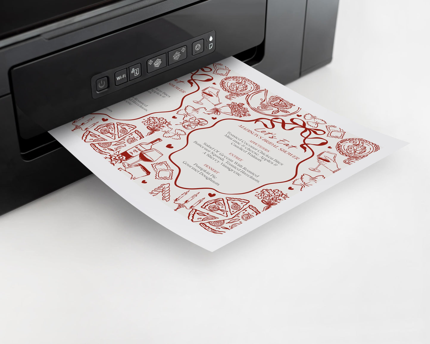 Red Pasta Printable Menu Template, Special Delivery Baby Shower, That’s Amore Bridal Shower, Italian Theme Birthday Party WP1085