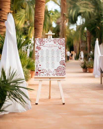 Red Pasta Wedding Seating Chart Cards Printable Template, Special Delivery Baby Shower, That’s Amore Bridal Shower, Italian Birthday WP1085