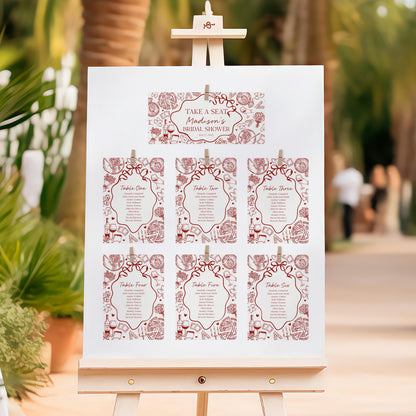 Red Pasta Wedding Seating Chart Poster Printable Template, Special Delivery Baby Shower, That’s Amore Bridal Shower, Italian Birthday WP1085