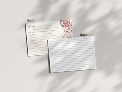 Red Pasta Recipe Card Bridal Shower Printable Template, That’s Amore Bridal Brunch, Love and Pizza Italian Brunch with the Bride WP1085