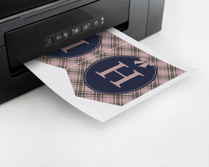 Classic Rocking Horse Birthday Banner Template, Pink Tartan Plaid First Birthday Party, Old Money Timeless Bday Celebration WP1088