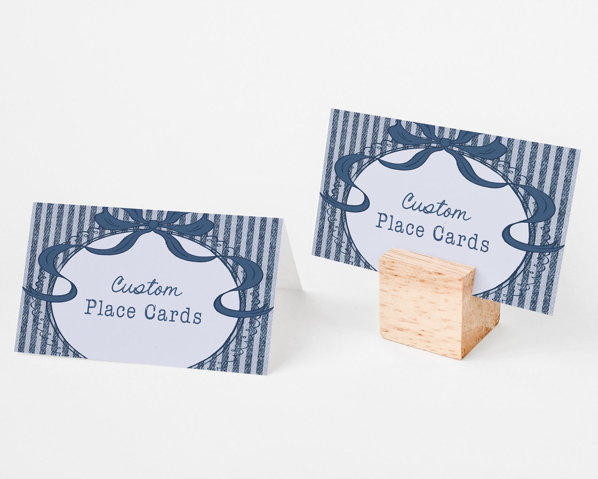 Blue Jean Baby Shower Place Cards Template, Denim Baby Sprinkle, Americana Brunch with Mom to Be WP1089