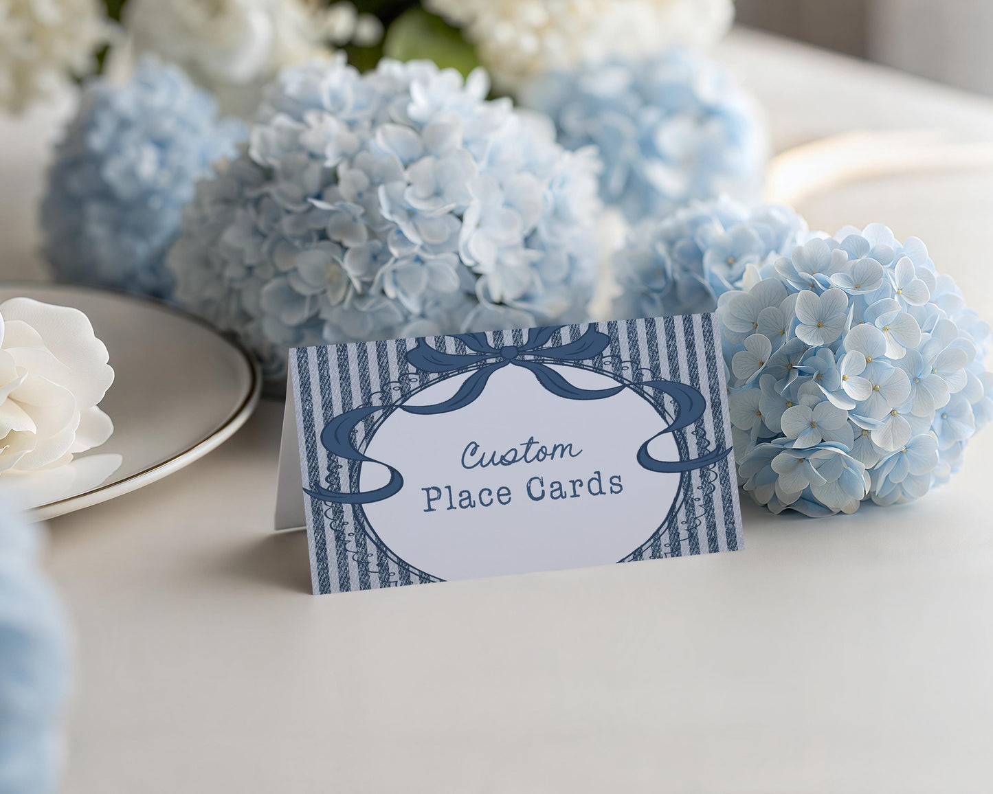 Blue Jean Baby Shower Place Cards Template, Denim Baby Sprinkle, Americana Brunch with Mom to Be WP1089
