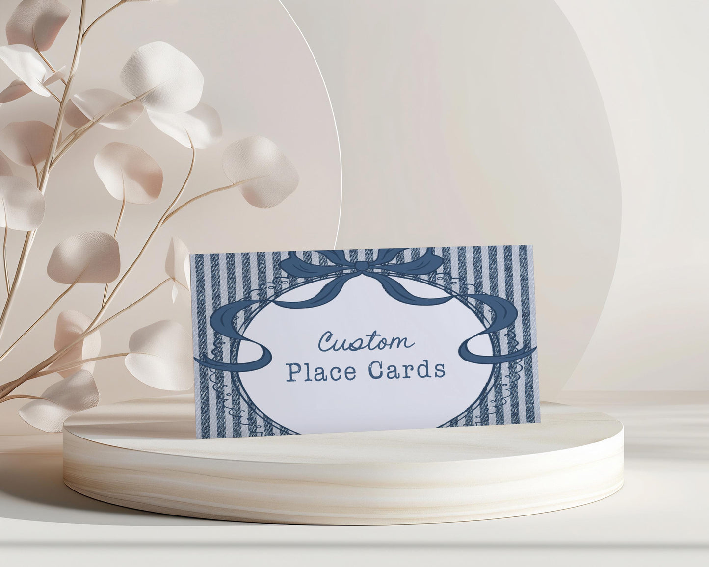 Blue Jean Baby Shower Place Cards Template, Denim Baby Sprinkle, Americana Brunch with Mom to Be WP1089
