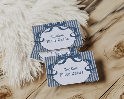 Blue Jean Baby Shower Place Cards Template, Denim Baby Sprinkle, Americana Brunch with Mom to Be WP1089